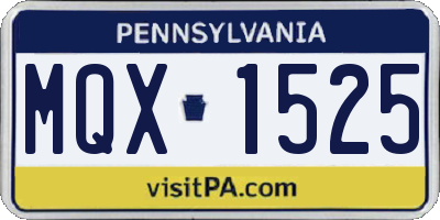 PA license plate MQX1525