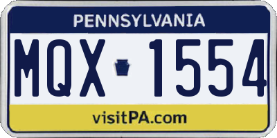 PA license plate MQX1554