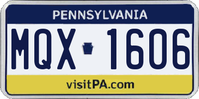 PA license plate MQX1606