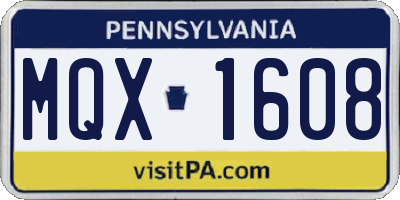 PA license plate MQX1608