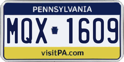 PA license plate MQX1609