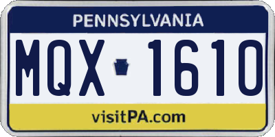 PA license plate MQX1610