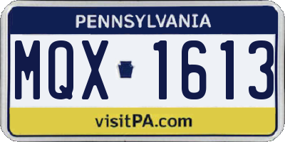 PA license plate MQX1613