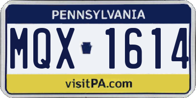 PA license plate MQX1614