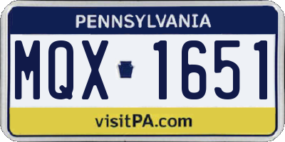 PA license plate MQX1651