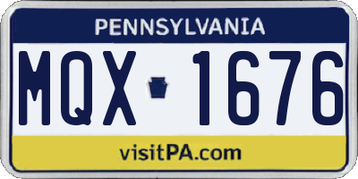PA license plate MQX1676