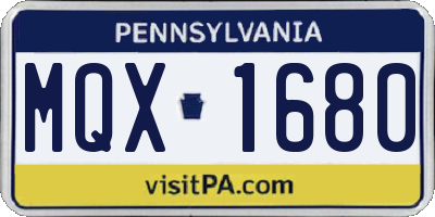PA license plate MQX1680