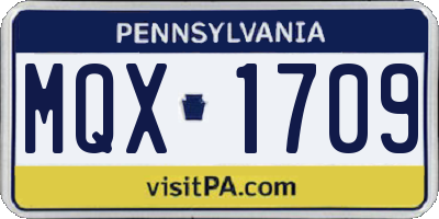 PA license plate MQX1709