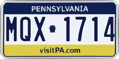 PA license plate MQX1714