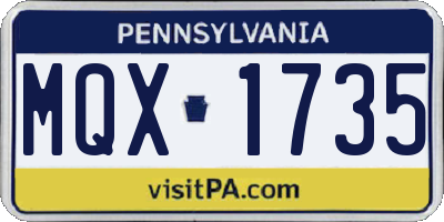 PA license plate MQX1735