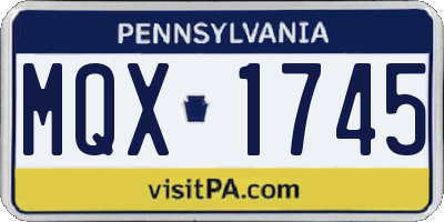 PA license plate MQX1745