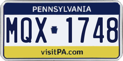PA license plate MQX1748