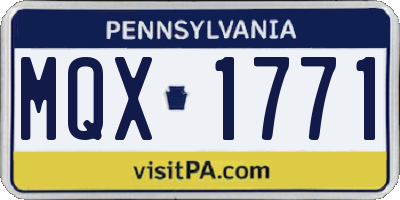 PA license plate MQX1771