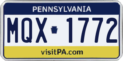PA license plate MQX1772