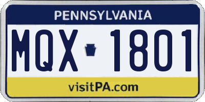 PA license plate MQX1801
