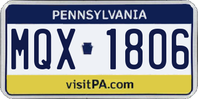 PA license plate MQX1806