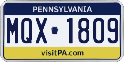 PA license plate MQX1809