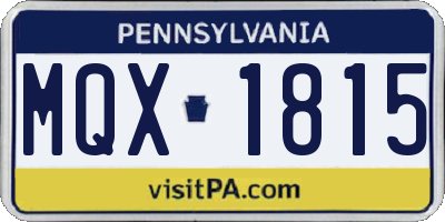 PA license plate MQX1815