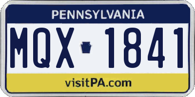 PA license plate MQX1841