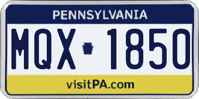 PA license plate MQX1850