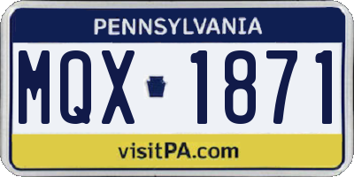 PA license plate MQX1871