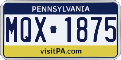 PA license plate MQX1875