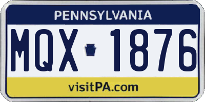 PA license plate MQX1876