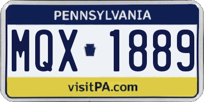 PA license plate MQX1889
