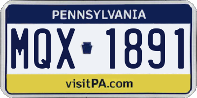 PA license plate MQX1891