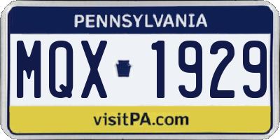 PA license plate MQX1929