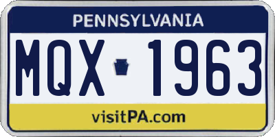 PA license plate MQX1963