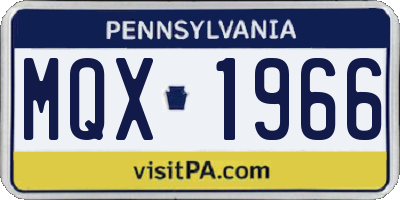 PA license plate MQX1966