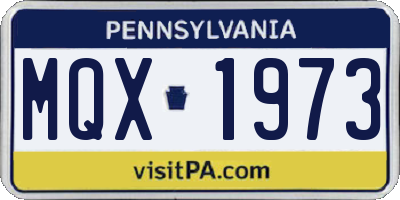 PA license plate MQX1973