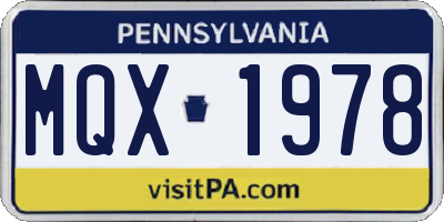 PA license plate MQX1978