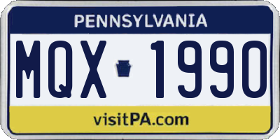 PA license plate MQX1990