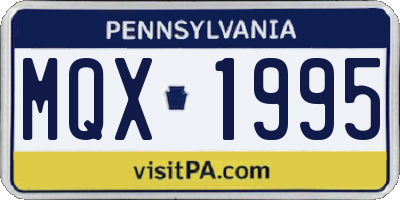 PA license plate MQX1995