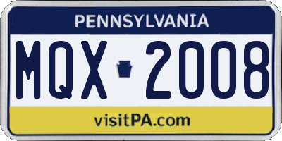 PA license plate MQX2008