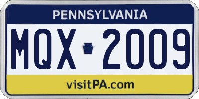 PA license plate MQX2009