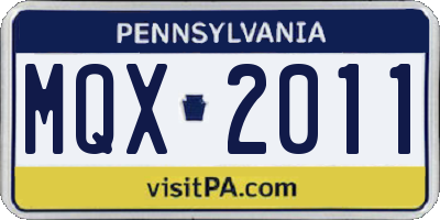 PA license plate MQX2011