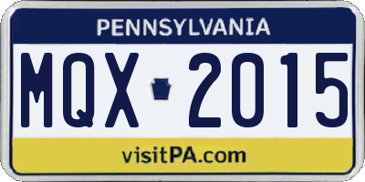 PA license plate MQX2015