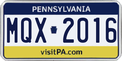 PA license plate MQX2016