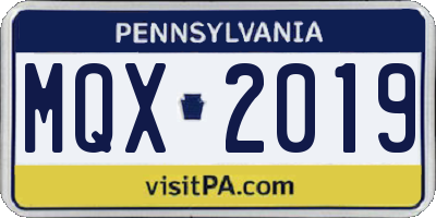 PA license plate MQX2019