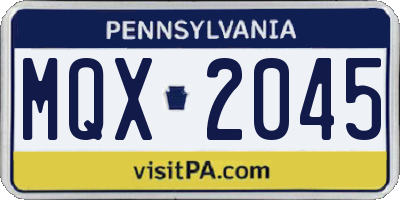 PA license plate MQX2045