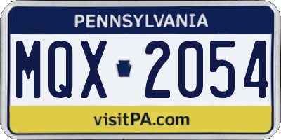 PA license plate MQX2054
