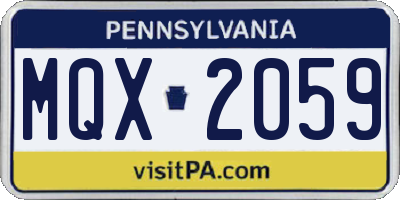 PA license plate MQX2059