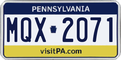 PA license plate MQX2071