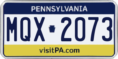 PA license plate MQX2073