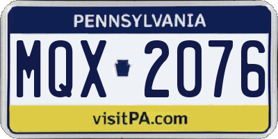 PA license plate MQX2076