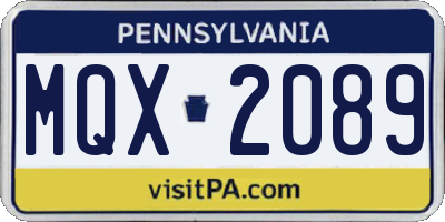 PA license plate MQX2089