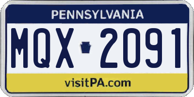PA license plate MQX2091